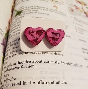NWT handmade heart stud earrings